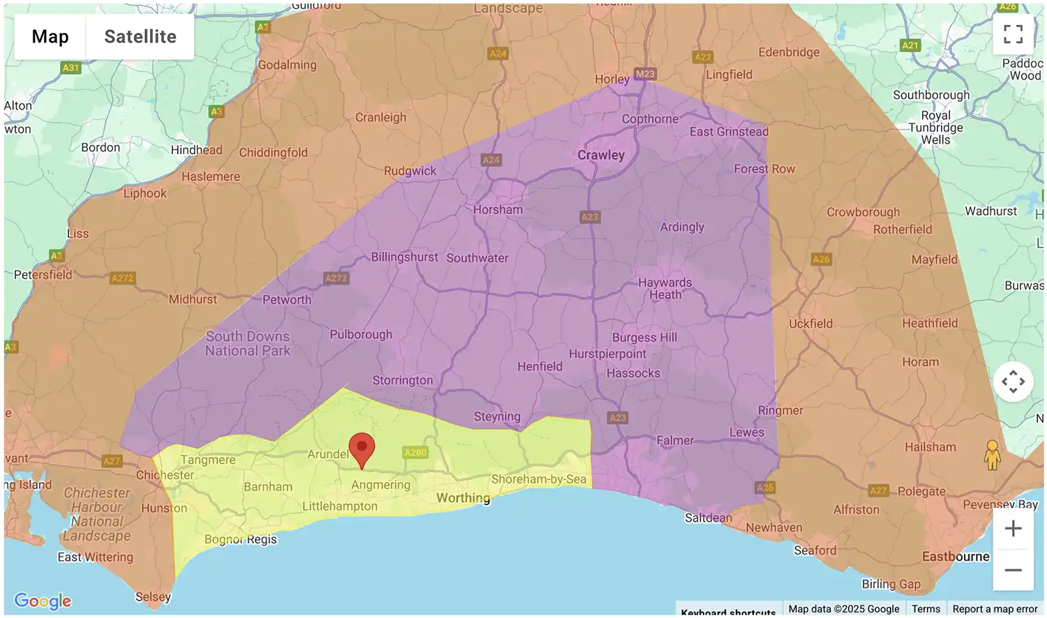 Gas Bottles Godalming delivery zone map - click to see on BBQ Gas Bottles